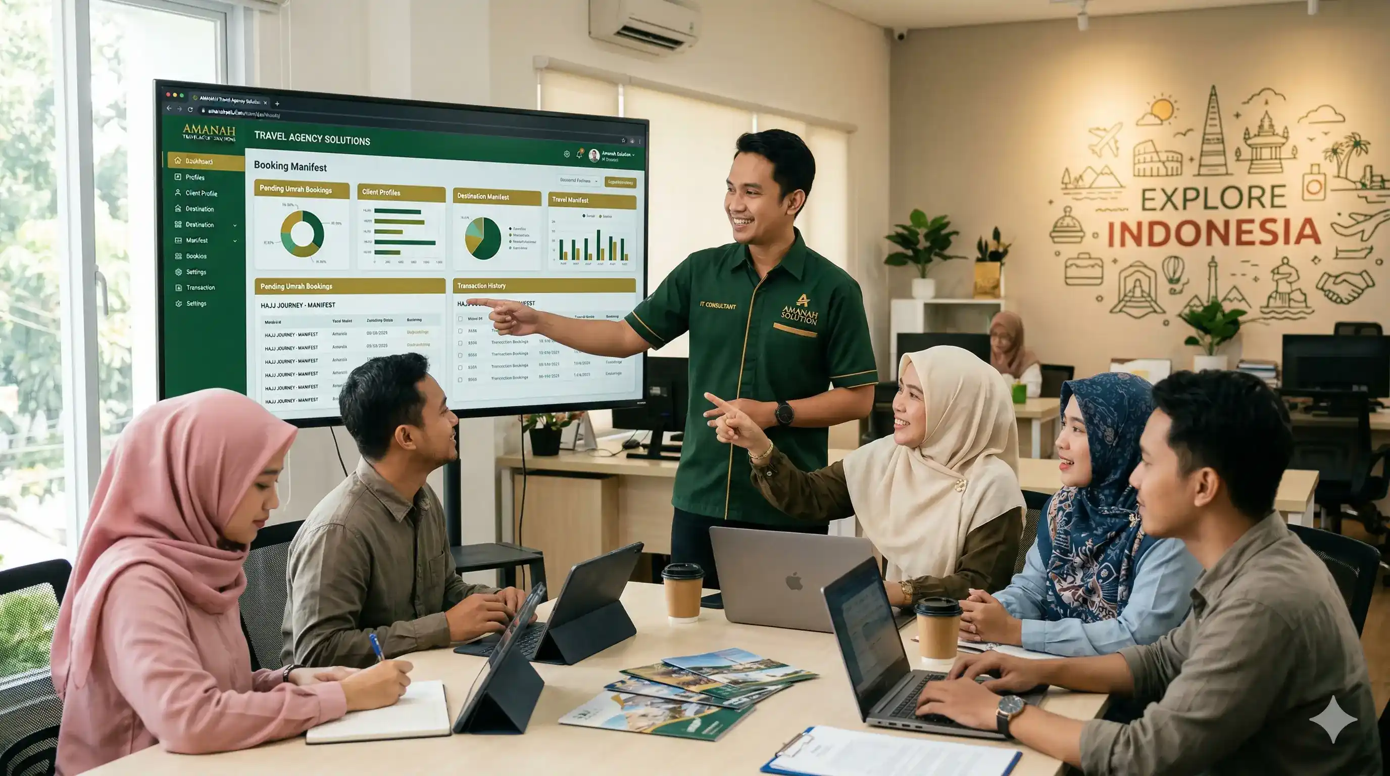 Pendampingan tim teknis Amanah Solution untuk aplikasi travel umroh Sidoarjo